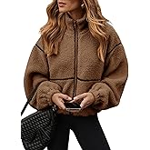 Dokotoo Womens Coat Casual Lapel Full Zip Fleece Jacket Long Sleeve Oversized Warm Winter Outwear with Pockets