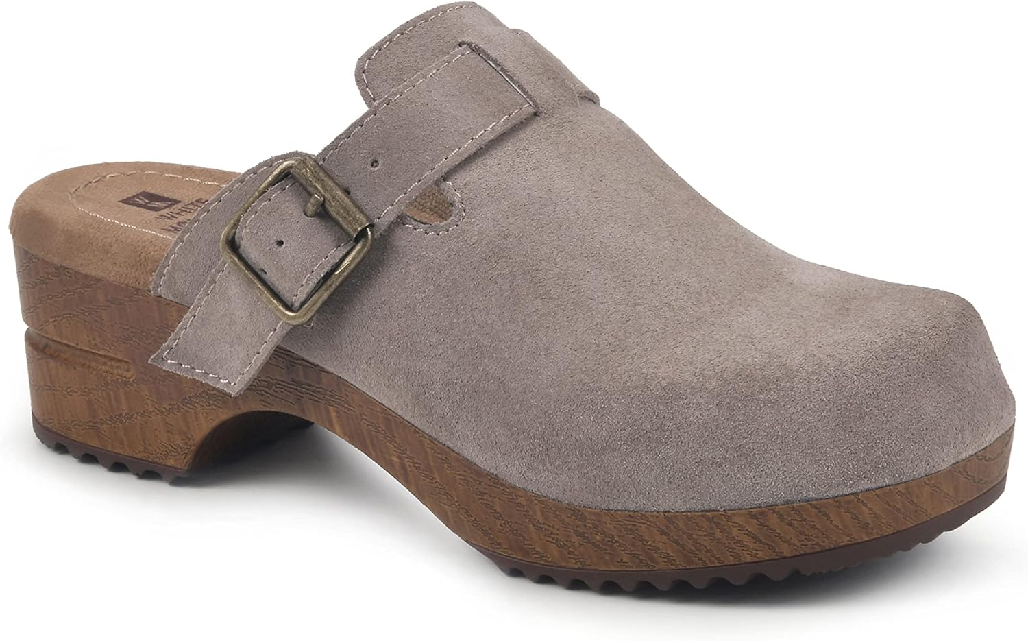 Amazon.com: WHITE MOUNTAIN Shoes Behold Leather Footbeds Clog, Sand/Suede, 9.5 M: Shoes
