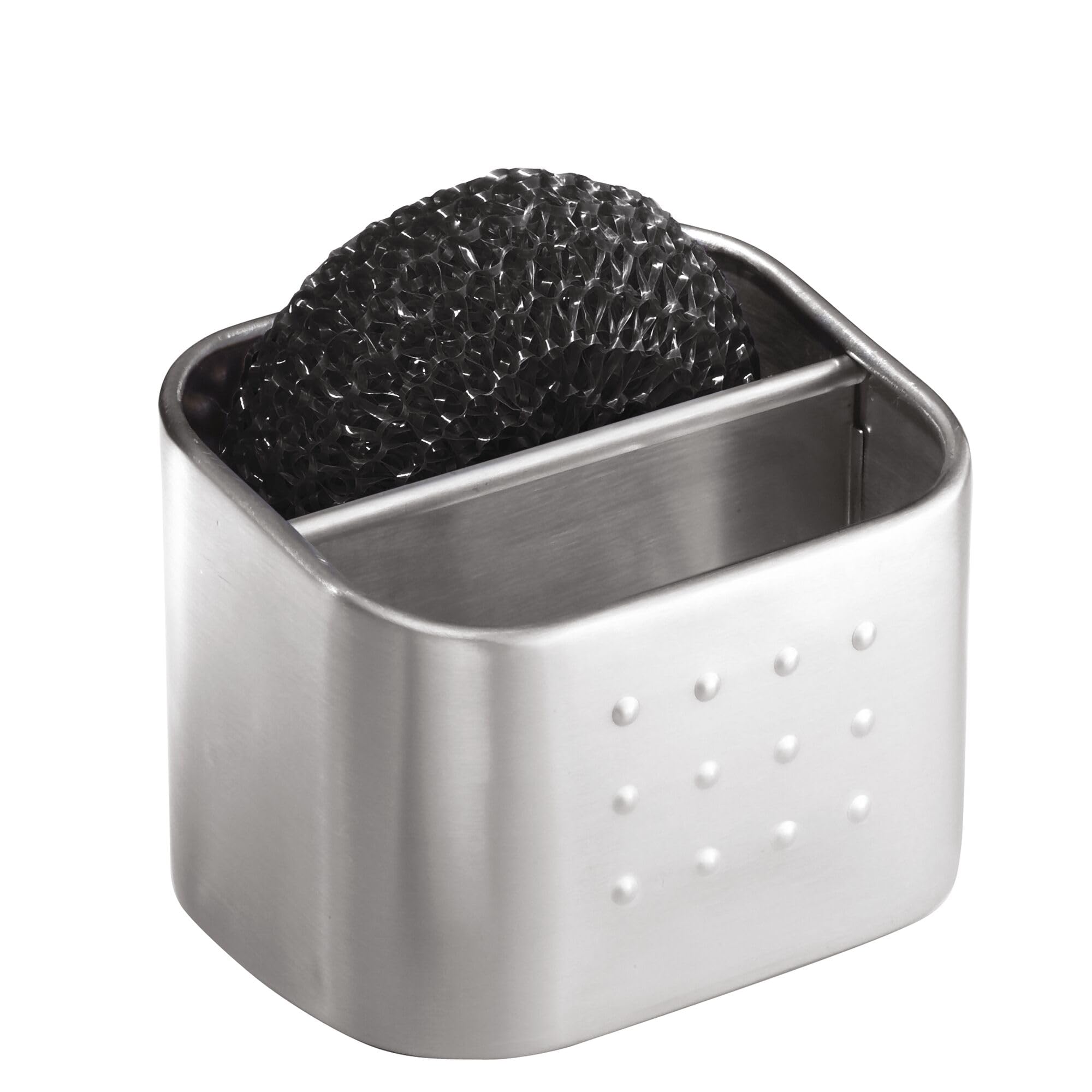 iDesign Forma Sink Caddy, Sponge Holder with 2 Compartments, Made of Stainless Steel, Brushed Silver Colour