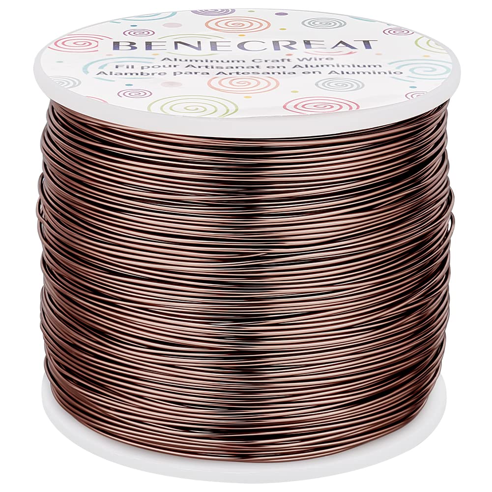 BENECREAT 20 Gauge (0.8mm) Bendable Aluminum Wire, 235m Anodized Jewelry Craft Making Beading Floral Aluminum Thin Craft Wire - Brown