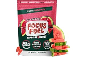 FocusFuel Energy Chews – Watermelon Flavor (15 Servings) – 100mg Caffeine + L-Theanine + B12, Magnesium – All-Natural Energy Boost – No Crash or Jitters