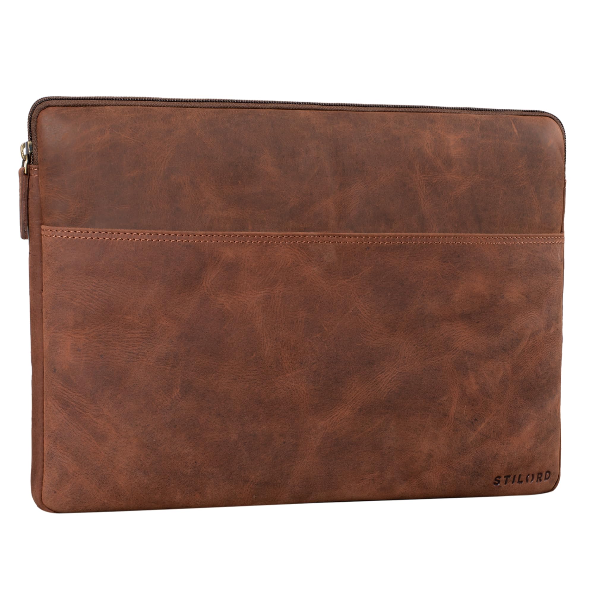 STILORD "Murphy" Laptop Sleeve 15.6 inch Leather Vintage Case Cover for MacBook 16 inch and 15 inch Notebook Document Folder Organizer Colour:Veleta - Brown