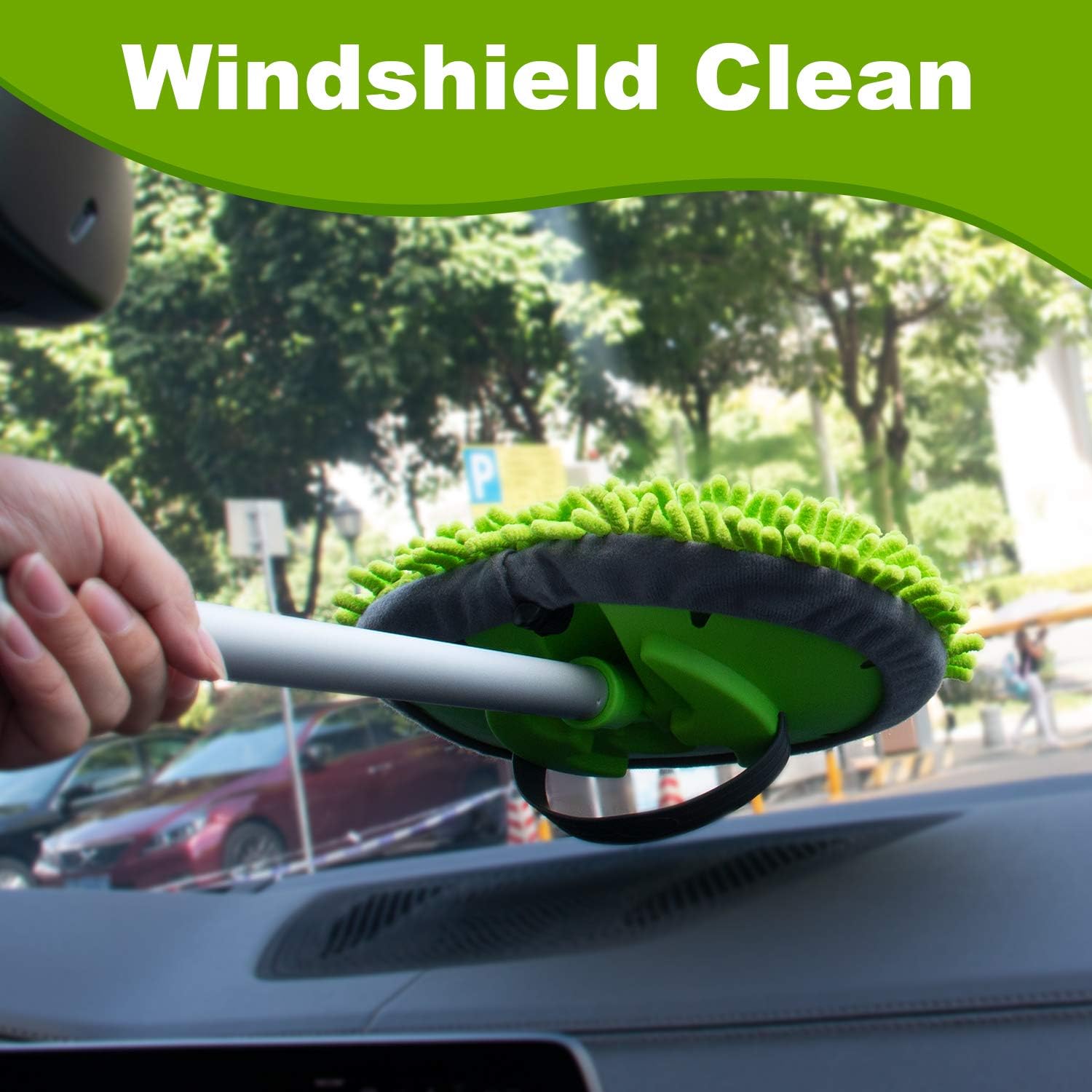anngrowy 62" Microfiber Car Wash Brush Mop Kit Mitt Sponge with Long Handle Car Cleaning Supplies Kit Duster Washing Car Tools Accessories, 1 Chenille Scratch-Free Replacement Head Aluminum Alloy Pole: Automotive