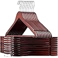 ZOBER Wooden Hangers - 20 Pack, Heavy Duty, Non Slip Wood Hangers for Coats, Jackets, Suits, & Pants - Clothes Hangers for Closet W/ Bar and Notches