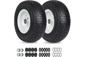 GICOOL 2 Pack, 13x5.00-6 Flat Free Lawn Mower Tire and Wheel, 13x5-6 Riding Lawnmower Tire with 3"-6" Centered Hub and 3/4" & 5/8" Bearings, Tractor Turf Tire Turf-Friendly, 2 Pack