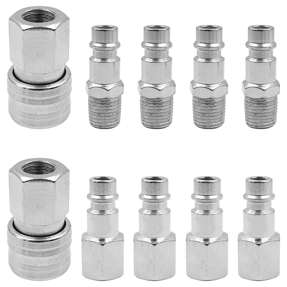 ANCLLO 10PCS Air Line Connectors 1/4 Inch BSP Quick Coupling for Hoses Coupling Plug Air Line Hose Compressor