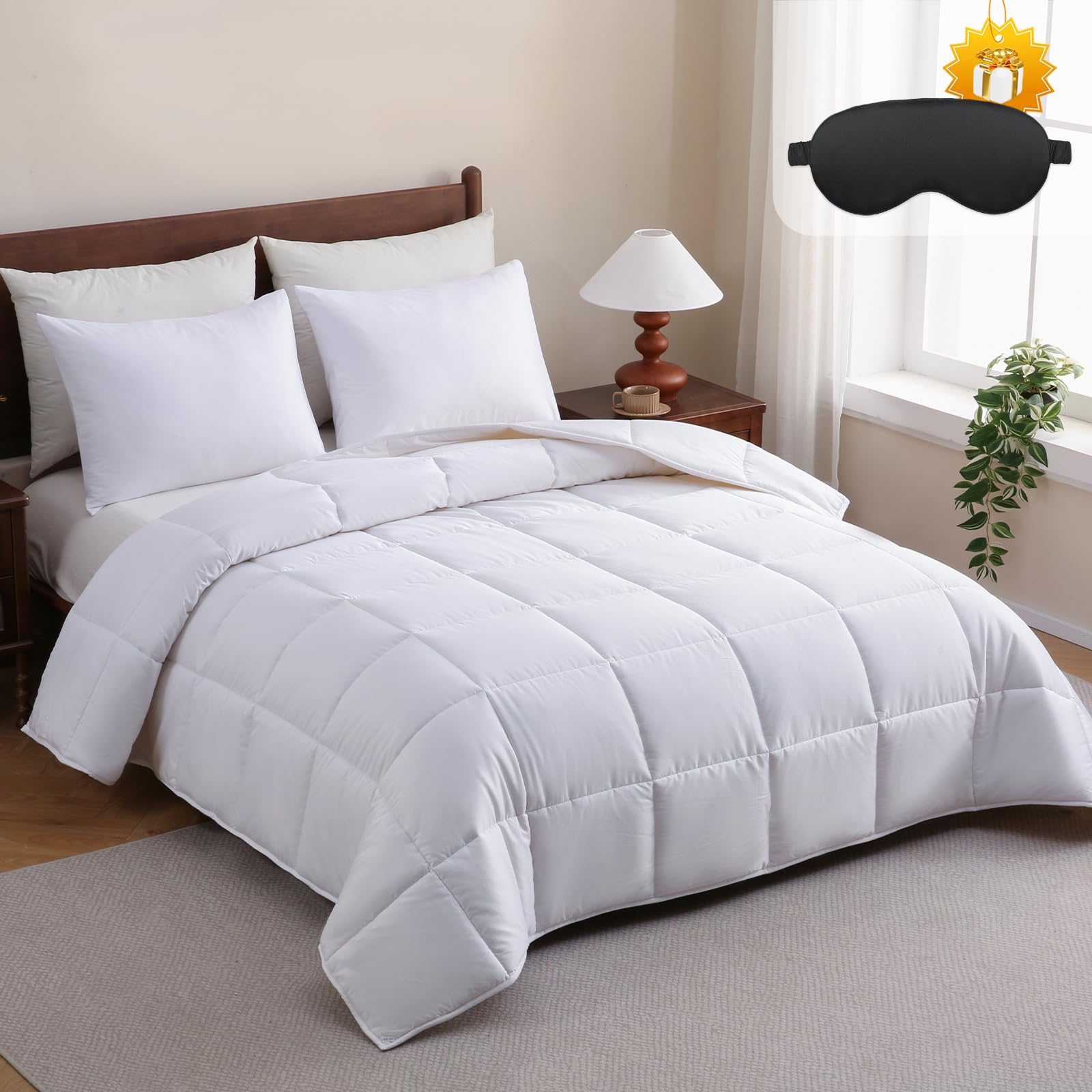 Photo 1 of YOUR MOON Luxurious All Season Wool Comforter King Size, 100% Natural Australian Wool Filling, Hypoallergenic Comforter Duvet Insert, Noiseless Cotton Shell (White)