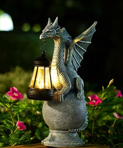 Goodeco Dragon Solar Light Statue Garden Ornament 6.5 x 11.8 in