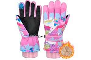 PAMAID Kids Snow Gloves Ski Winter Gloves for Girls Boys, Waterproof Snowboard Gloves with Touchscreen for 8-15 Years