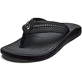 OLUKAI Hokua Men's Beach Sandals, Quick-Dry Flip-Flop Slides, Water Resistant & Wet Grip Rubber Soles, Compression Molded Footbed & Soft Comfort Fit