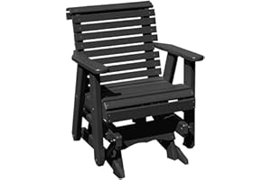 Ecommersify Inc Amish Craftsmanship Made in USA 2FT Heavy Duty Poly Lumber Wood Porch Patio Glider HDPE with No Wood fibers Lancaster Series Rollback Design 500 lbs Limit Black on Black