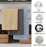 Penguin Home Set of 3 Recycled Cotton Tea Towels Grey Ochre Blue 50x70cm view 2