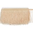 M METERXITY Chainette Fringe Trim, 5 Yards of 4" Polyester Braid Tassel Trim for DIY Crafts/Latin Dress/Lamp Shade Decoration/Wedding Dress/Sewing/Clothing Fringe Thread Yarn [Khaki]
