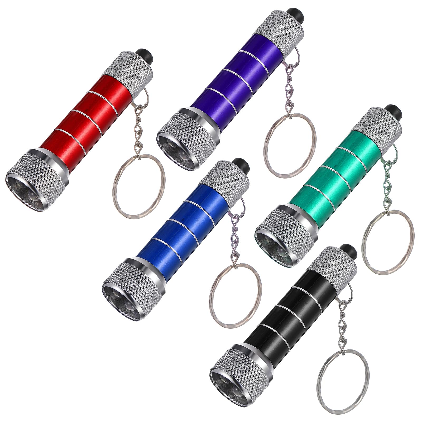 GARNECK 10pcs Mini Flashlight Creative 5 LED Powerful Flashlight Keychain Torch Keychain for Children Random Color