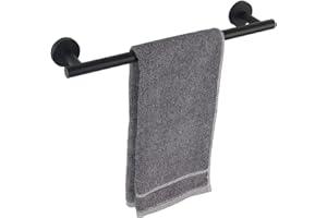 TocTen Bath Towel Bar - Thicken SUS304 Stainless Steel Bathroom Towel Holder, Towel Rod for Bathroom Heavy Duty Wall Mounted Towel Rack Hanger (16IN, Black)