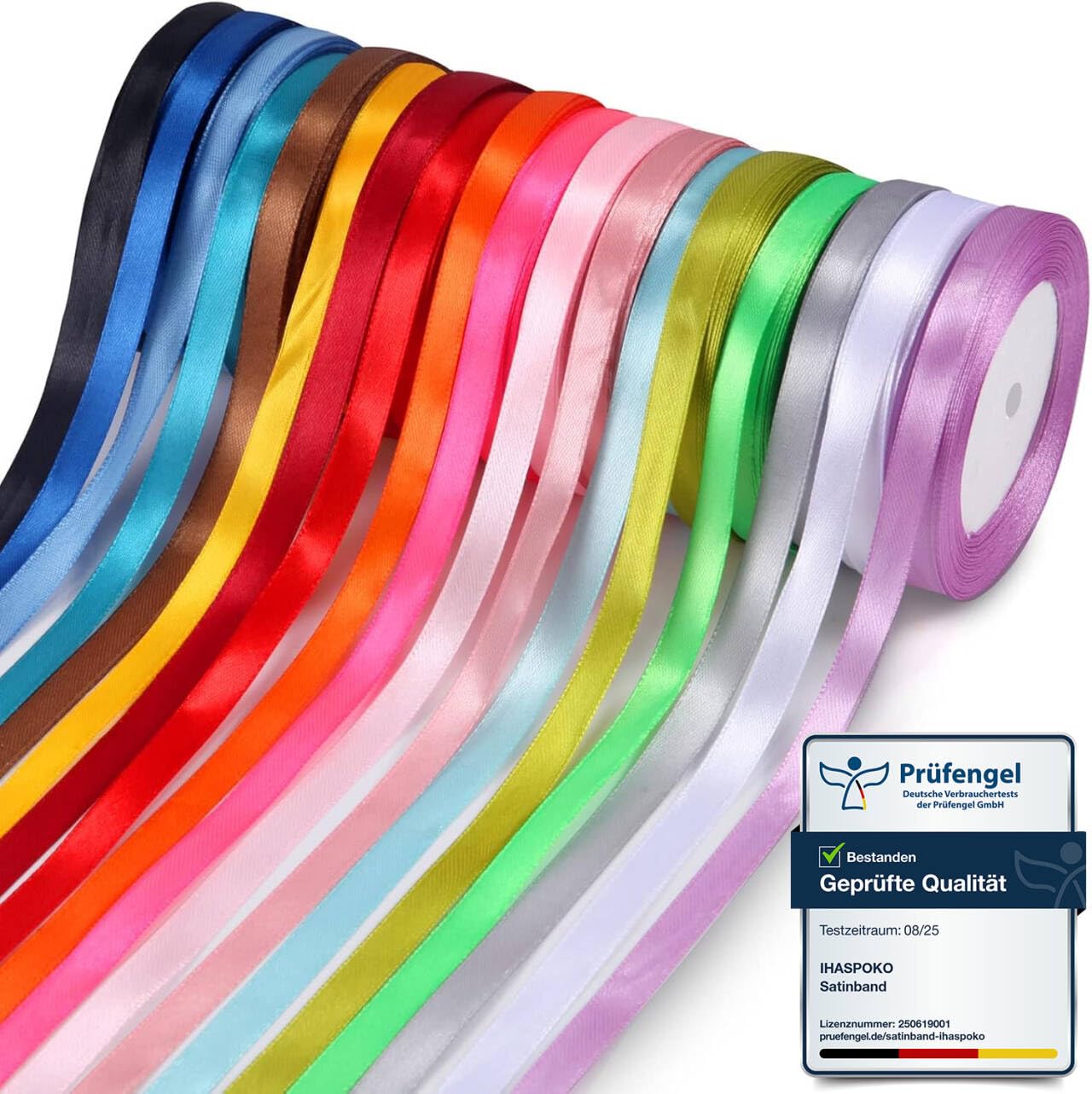 Satin Ribbon, 18 Colours 10 mm x 22 m Fabric Ribbon for DIY Art & Crafts, Gift Packaging, Balloons, Bows, Wedding Decoration (Pack of 18, Polyester) — image 1