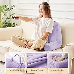 Sasttie Reading Pillow for Bed, Velvet Back Support
