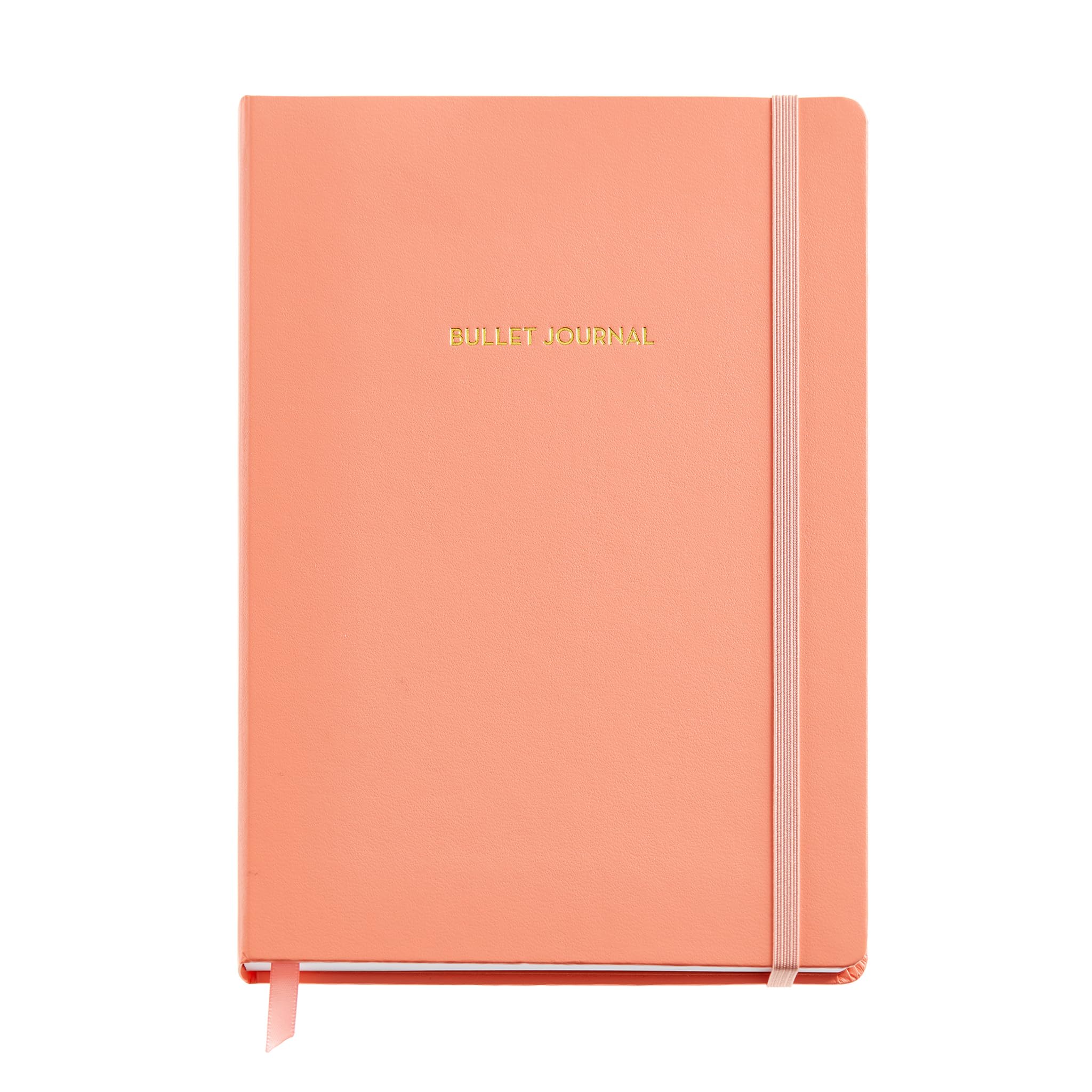 Miquelrius - Bullet Journal Notebook, Imitation Leather Hard Cover and Elastic Closure, Size A5 (148x210mm), 96 Sheets of 100g/m², Dotted Interior Dots, Internal Pocket Peach Colour
