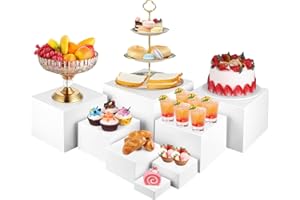 TFRUKIET 8PCS Buffet Risers，Large Food Risers for Buffet Table, Dessert Table Display Set,Food Stands for Display Party，Collectibles Jewelry Display Stand, Acrylic Cube Boxes big size(10"-9"-8"-7"-6"-5"-4"-3")