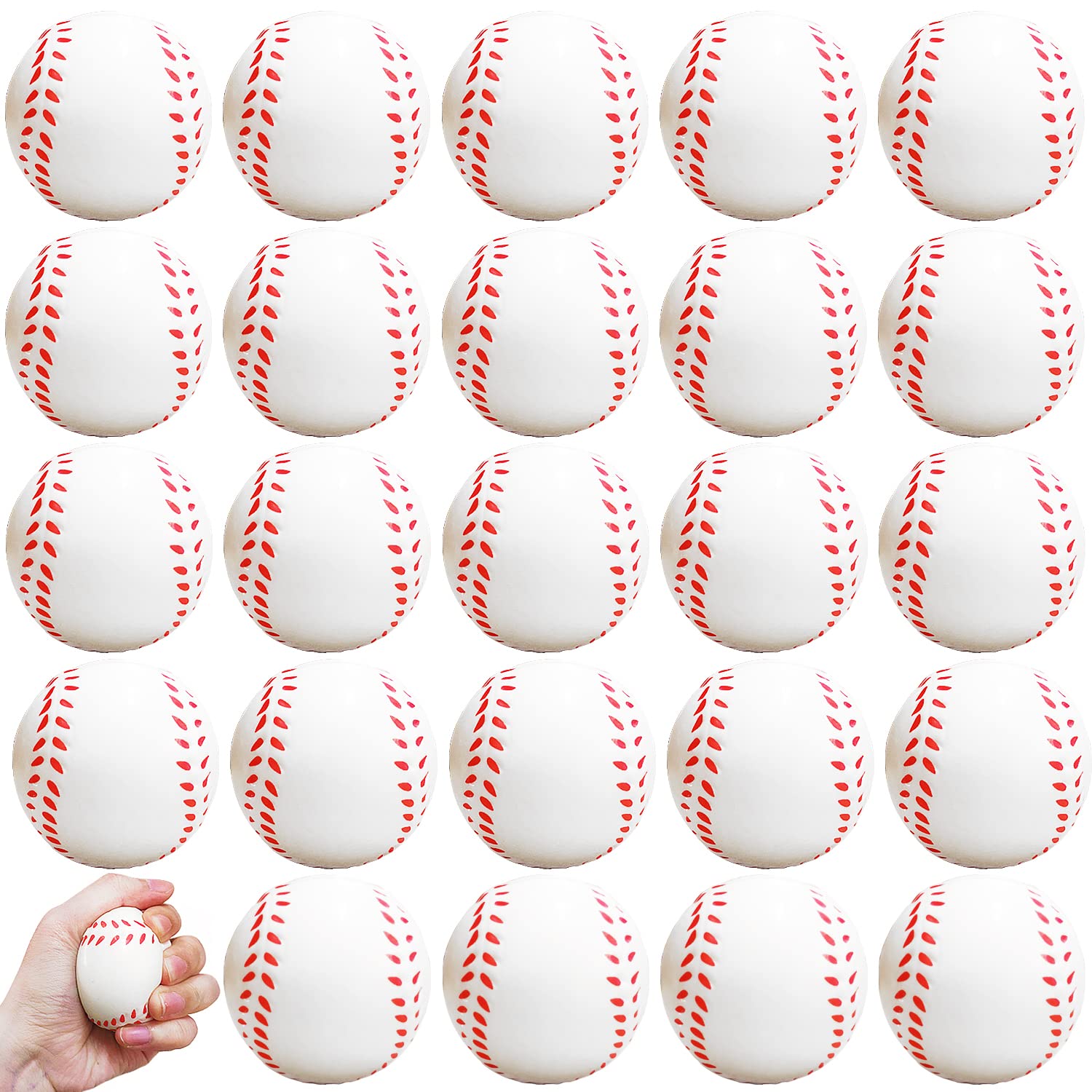 Photo 1 of 24 Pcs Baseball Stress Ball,2.5 Inch Mini Squeeze Foam Baseball,Relaxable Sports Ball for Themed Party Favors,Decoration,Anxiety Relief