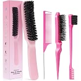 Slick Back Hair Brush for Smooth Flyaways, Frizz, Sleek Ponytail, Buns and Edge Baby Hair | Slickback Brushes Hair Comb, Edge Brush, Teasing Brush Styling Accessories for Girls, Kids, Women &amp; Men