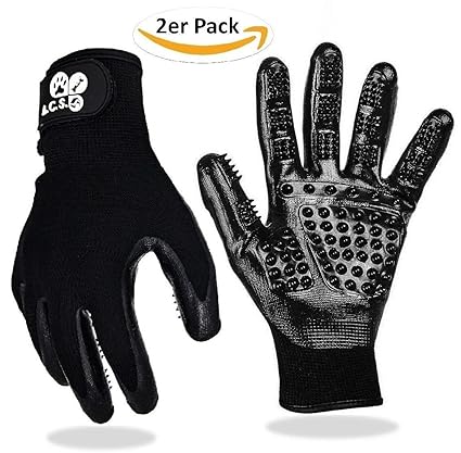 ANIMAL CARE SOLUTION Fellpflegehandschuh Hunde Bürste Katzenbürste Tierhaarentferner Fellbürste Grooming Massagehandschuh