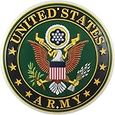 Tags America United States Army Logo Metal Sign, 12 Inch Round Embossed Aluminum Emblem, US Military Service Branch Wall Decor