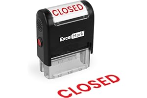 ExcelMark Closed - Self-Inking Rubber Office Stamp - Red Ink