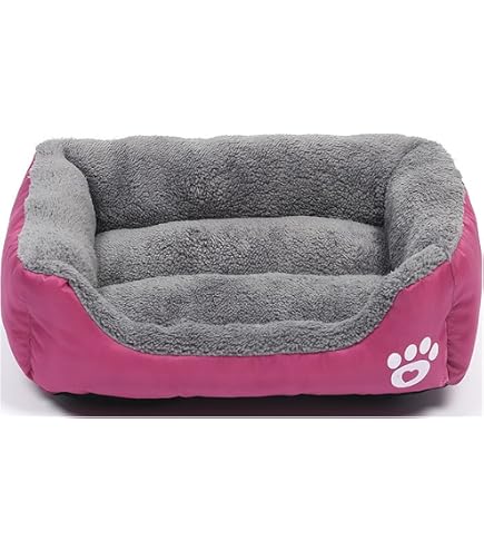 Panier Pour Chien Et Chat En Peluche Douce - Coussin Moelleux Rectangle Avec Fond Antidérapant - Lavable Machine - Taille XS 45x30cm Rose - 10