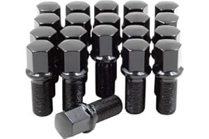 Wheel Accessories Parts 20 Pcs M15x1.25 15x1.25 Thread Ball Seat Lug Bolt Black Finish 55mm Shank Length 17mm Hex fits Mercedes GLE GLS ｜ Maybach GLS 600