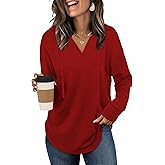 Sampeel Hoodies for Women Trendy Fall Fashion 2025 V Neck Oversized Sweatshirt Plus Size Tops Clothes