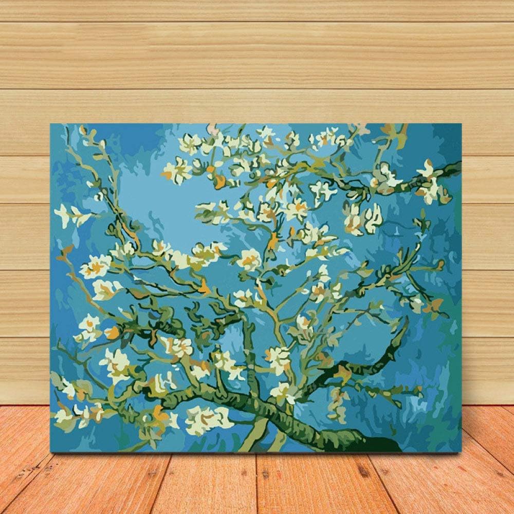 Paint By Number Kits Diy Oil Painting Paint By Number Kit Image Drawing On Canvas By Hand Coloring Arts Crafts &Amp; Sewing New Apricot Flower 16"× 20" ; (40 X 50Cm, With Frame),Wooden Frame
