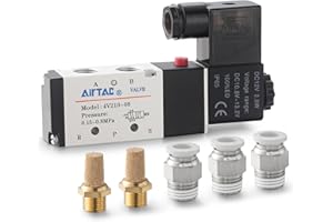 AIRVEXALON Solenoid Valve AC220V AirTAC 4V210-08 1/4"PT Pneumatic Air 2 Position 5 Way Electric Single Coil Pilot-Operated