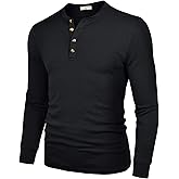 Derminpro Big & Tall Men's Cotton Lightweight Long Sleeve Henley Shirts Soft Casual Buttoned T-Shirts