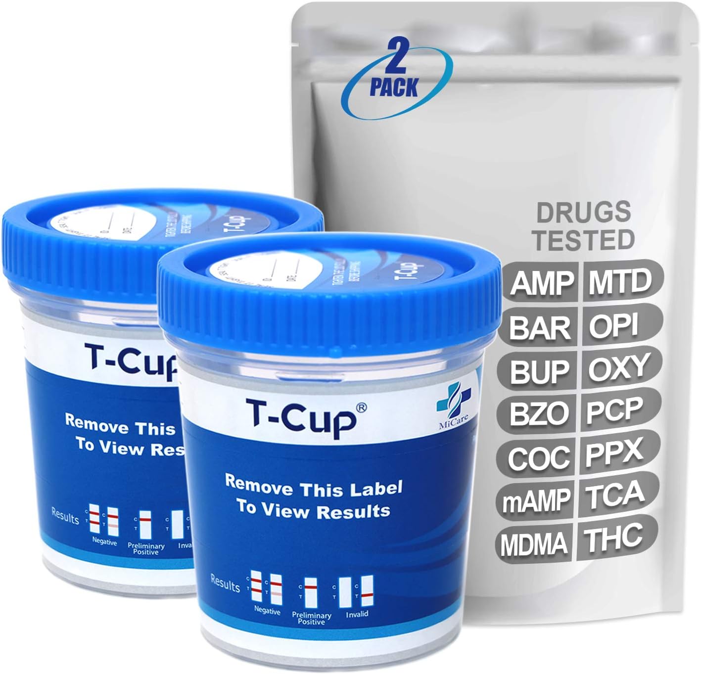 MiCare [2pk] - 14-Panel Home Multi Test Cup (AMP/BAR/BUP/BZO/COC/mAMP/MDMA/MTD/OPI/OXY/PCP/PPX/TCA/THC) #MI-TDOA-1144