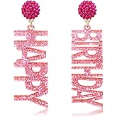 Beaded Glitter BDAY Letter Dangle Earrings - Acrylic Happy Birthday Earrings for Women's Birthday & Holiday Parties
