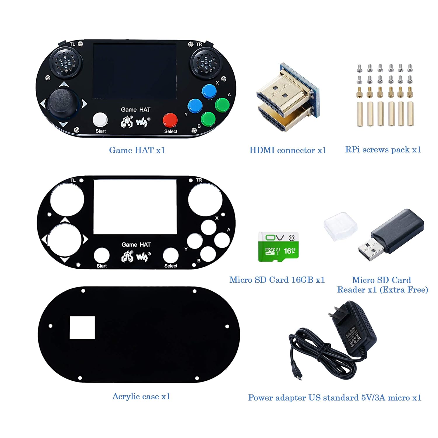 Barebone Waveshare Game Hat With 480x320 3 5inch Ips Screen 60 Frame Make Your Own Classic Game Console Support Raspberry Pi A B 2b 3b 3b Zero W Informatica Componenti
