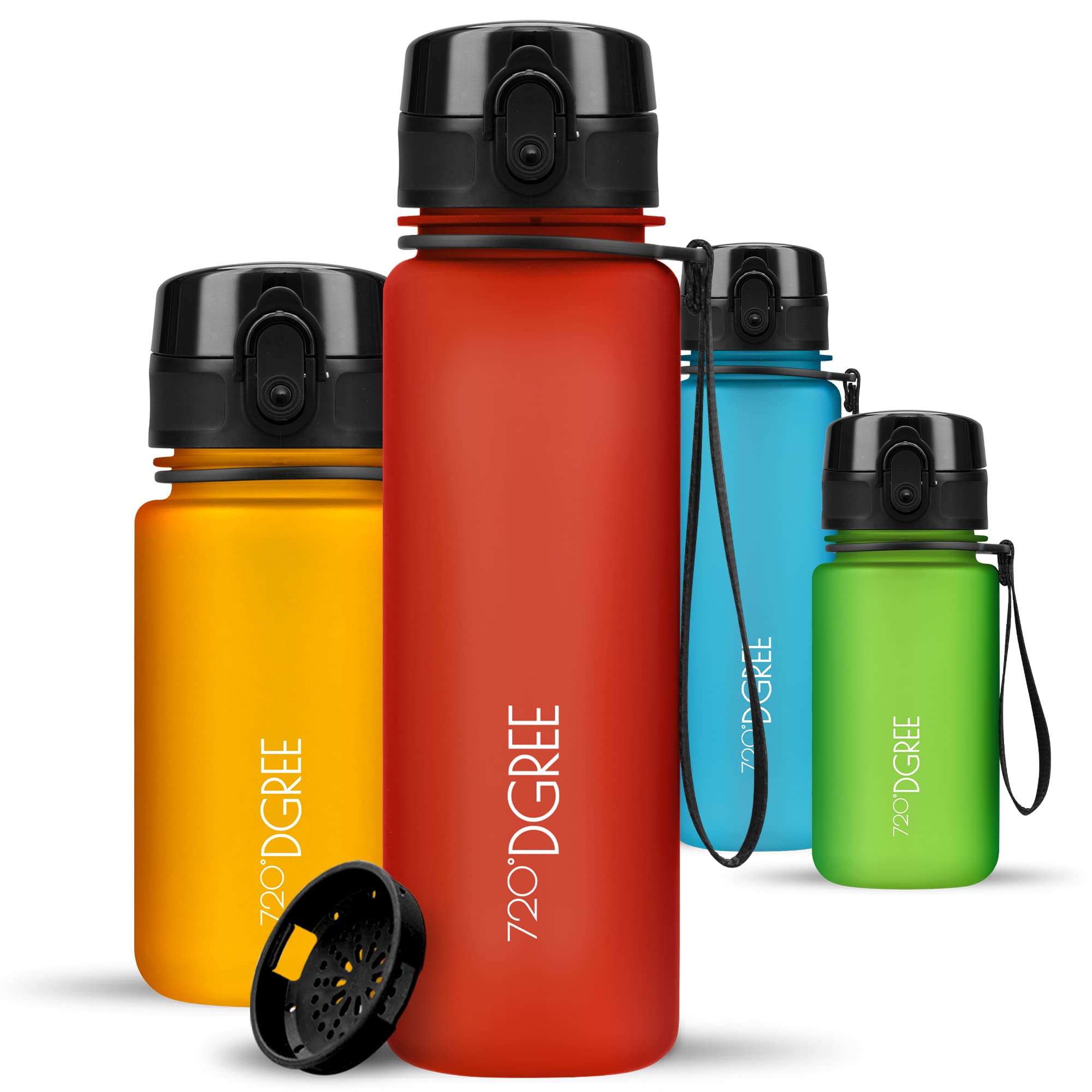 720°DGREE Water Bottle Kids 500ml “uberBottle“ softTouch +Sieve - BPA-Free Tritan, Leakproof, Reusable Drinking Bottle - Waterbottle for Children, School, Playground, Boys, Girls, Handbag, Sport, Bike