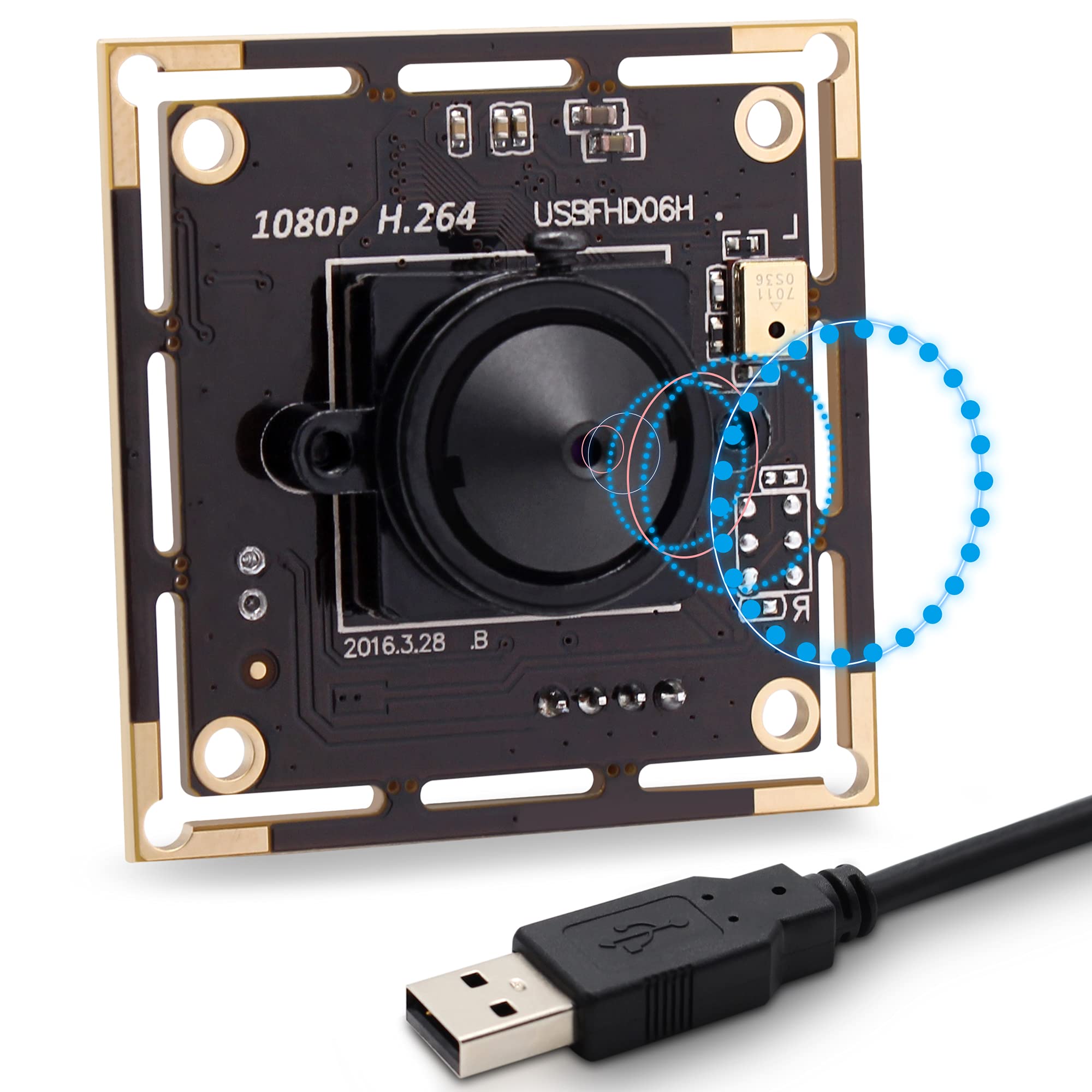 Svpro 3.7mm Pinhole Lens USB Camera Module with Microphone,1080P Full HD USB Camera Board with Sony IMX322 Sensor, 0.01Lux Low Illumination Webcam H.264 UVC Computer Camera