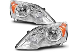 AKKON - For 2007 2008 2009 2010 2011 Honda CR-V Driver and Passenger Side Headlights Headlamps Pair Set