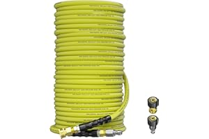 TechSweepPro Pressure Washer Hose 200FT 3/8" for Cold and Hot Water 212°F, with Swivel Quick Connect, 4500PSI Kink Resistant Grade Steel Wire Braided, Power Washer Hose With 2pcs M22-14mm Adapter