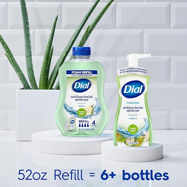 DIAL ANTIBACTERIAL FOAMING HAND SOAP REFILL, FRESH PEAR, 52 FL OZ