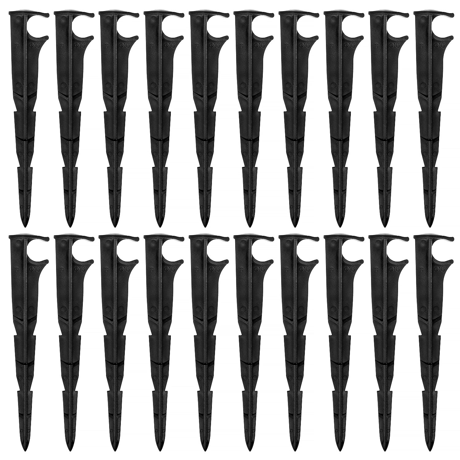 VooGenzek 20 PCS 16mm Irrigation Drip Support Stakes, Drip Tubing Stakes, Drip Hose Stakes for 16mm Hose Watering System, for Vegetable Gardens, Plants or Flower Beds