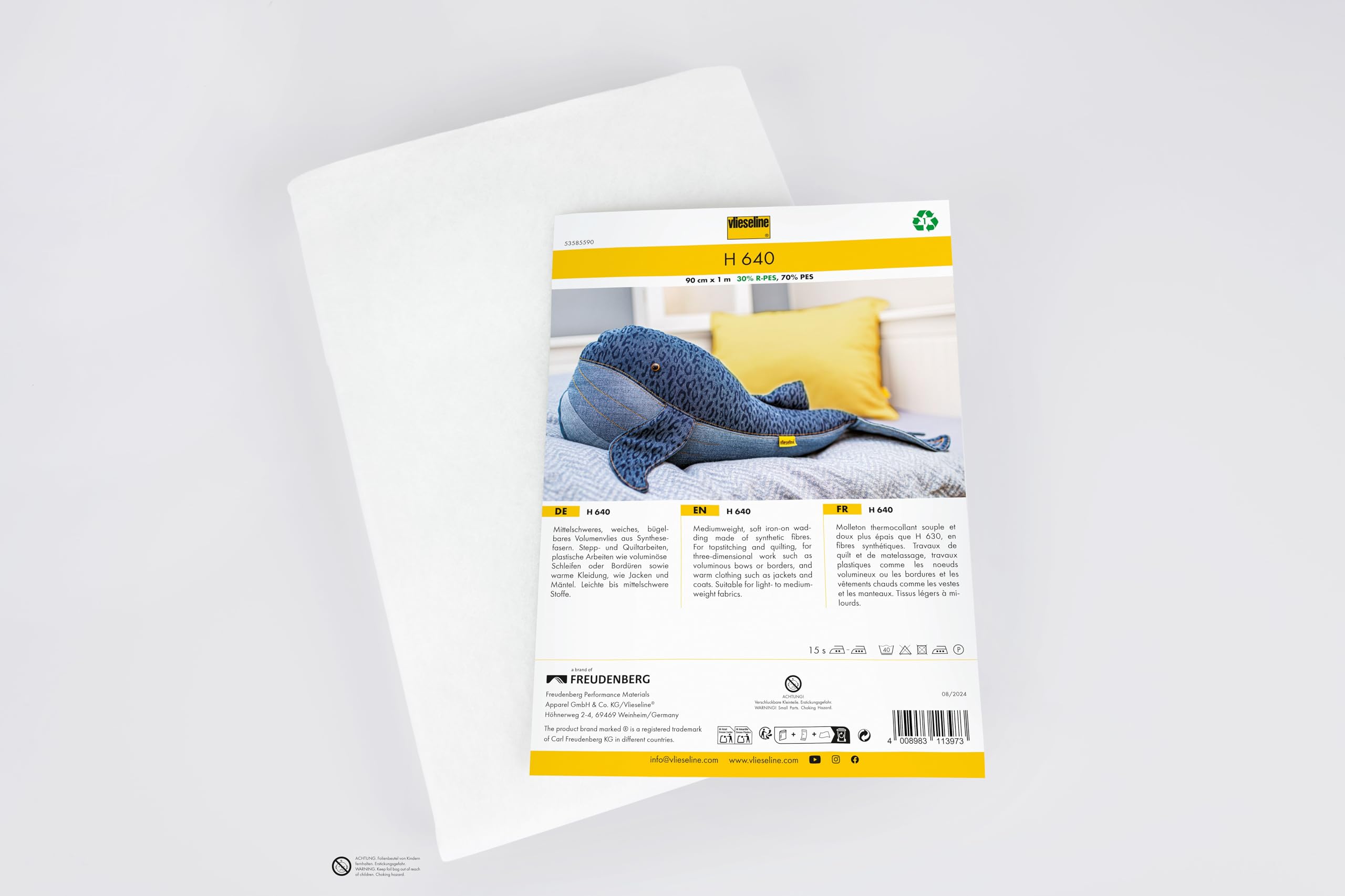 Vlieseline Fusible Volume Fleece H640 – Iron-On, White, 90cm x 1m Pre-Pack | Quilting, Sewing, Warm Clothing & Crafts | Oeko-TEX 100 Certified