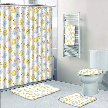 Amazon Com Bathroom 5 Piece Set Shower Curtain 3d Print Kids