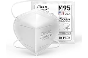 ACCUMED BNX N95 Mask NIOSH Certified MADE IN USA Particulate Respirator Protective Face Mask (10-Pack, Approval Number TC-84A-9315 / Model H95W) White