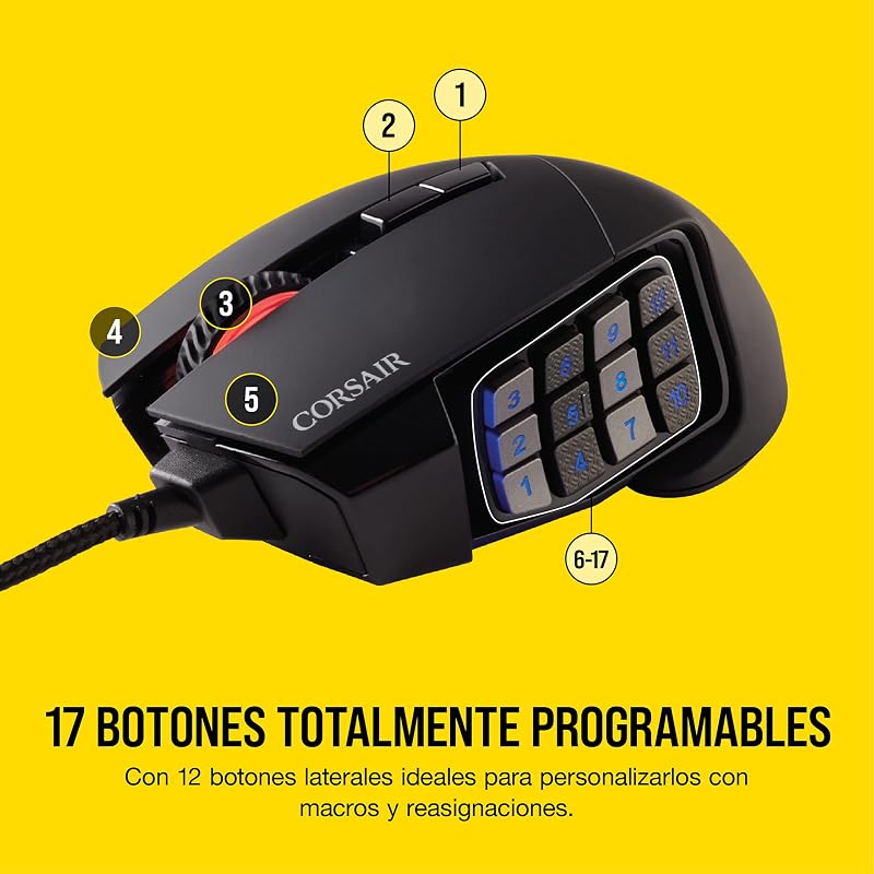 Scimitar Elite RGB Óptico MOBA/MMO Ratón para Juegos - Negro