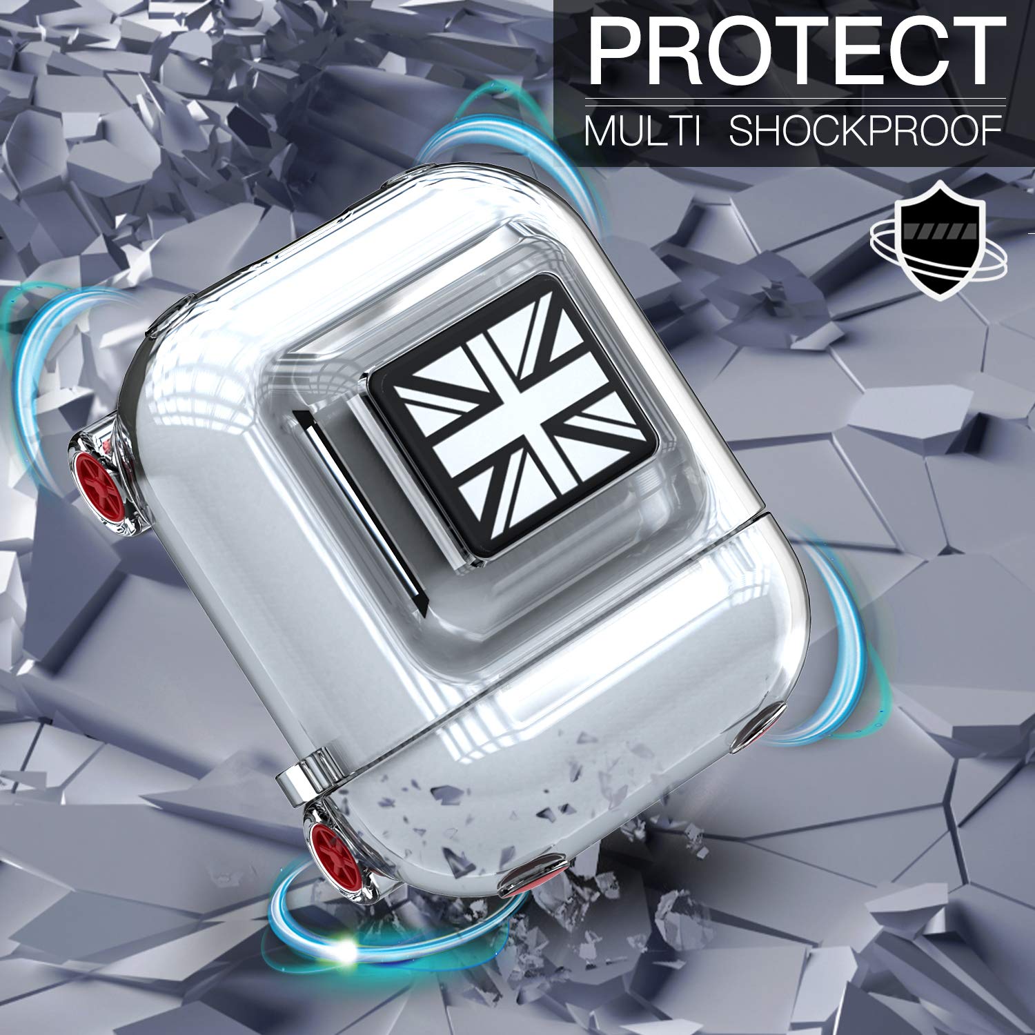 Airpods Case, AOJI Taxi Series Airpod Case Cover, Soft Thick TPU Shockproof Protective Case Compatible with Apple Airpods 1 & 2, Black (White)