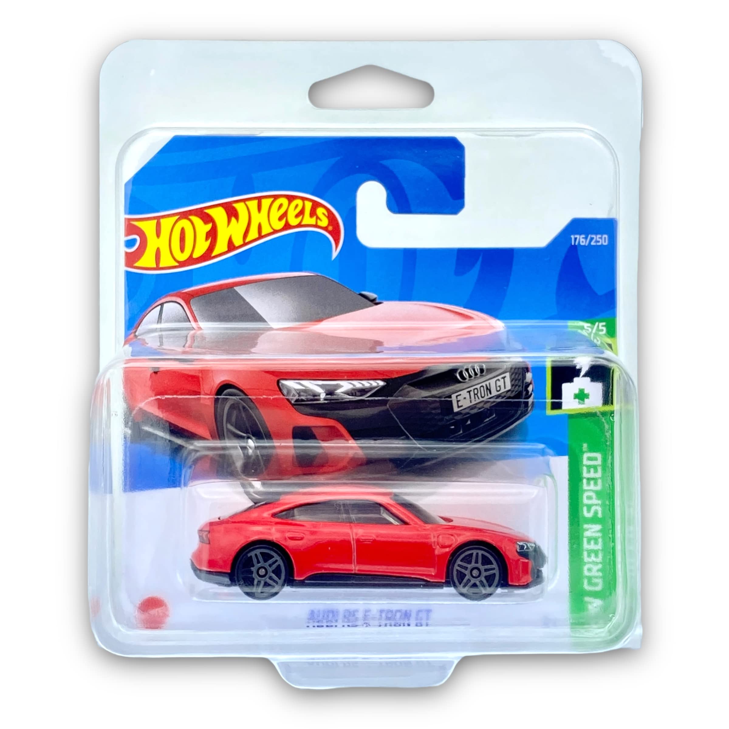 Hot Wheels Audi RS E-Tron GT (Red) 5/5 HW Green Speed 2022-176/250 (Short Card) - COMES IN A KLAS CAR KEEPER PROTECTIVE COLLECTORS CASE - HCX39