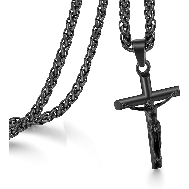 Pendentif Croix Jésus En Argent 925 - XXL Avec Chaîne Inox Inri - Neuf Avec étiquettes - Allemagne